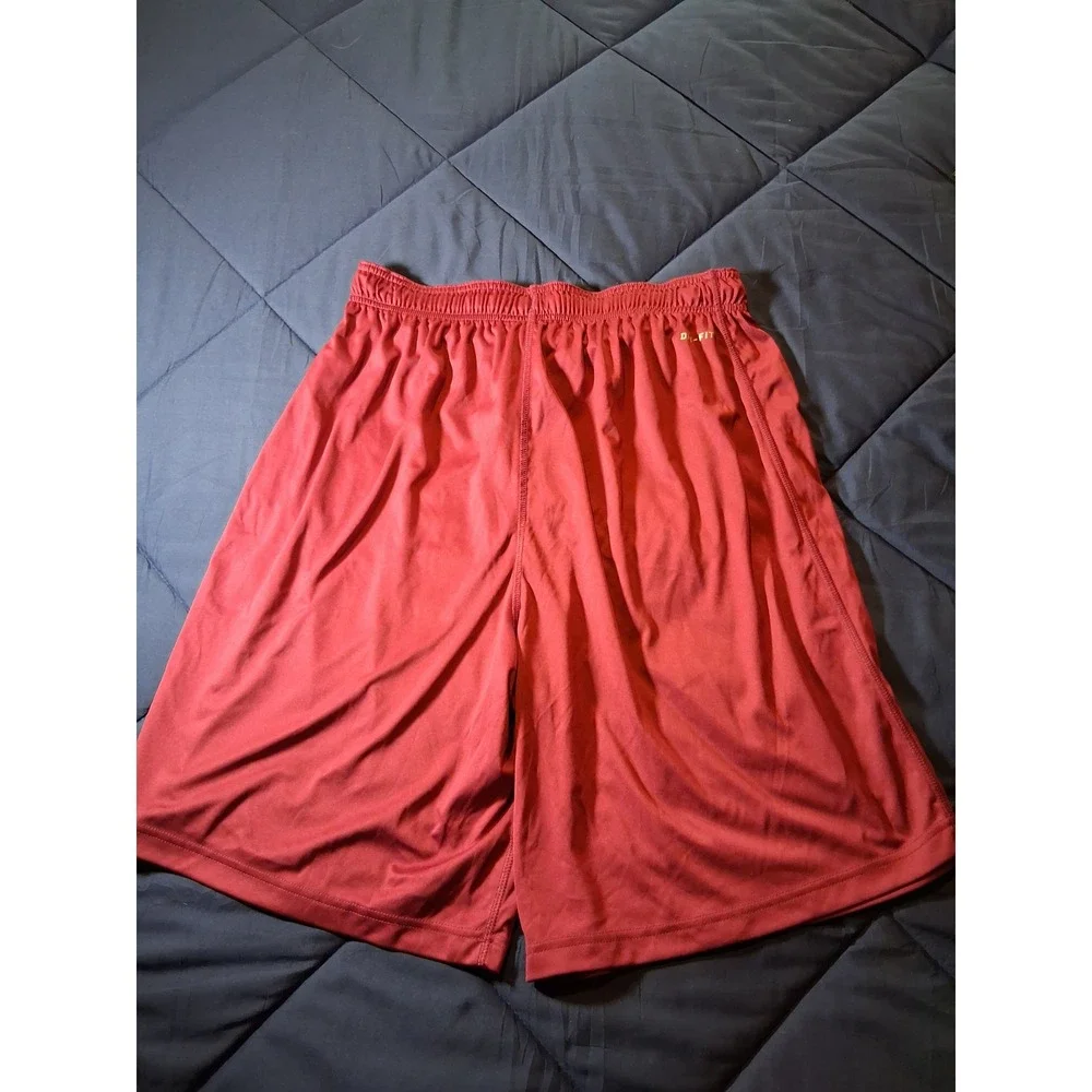 Nike Dri-FIT Mens Basketball Shorts XL Maroon Burgundy Gold Swoosh Athletic Gym